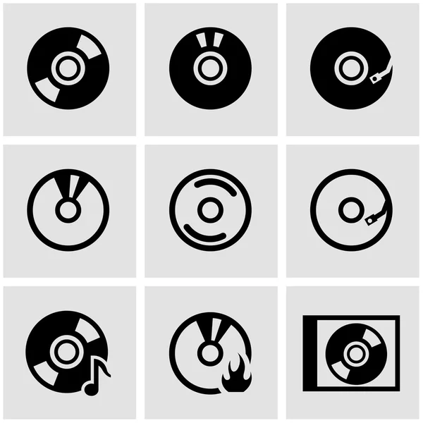 Vektor schwarze cd Icon Set — Stockvektor