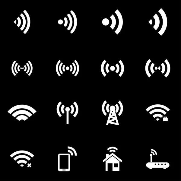 Vector white wireless icon set — Stock Vector