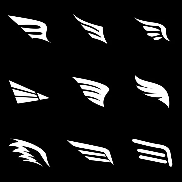 Vector white wing icon set — Διανυσματικό Αρχείο