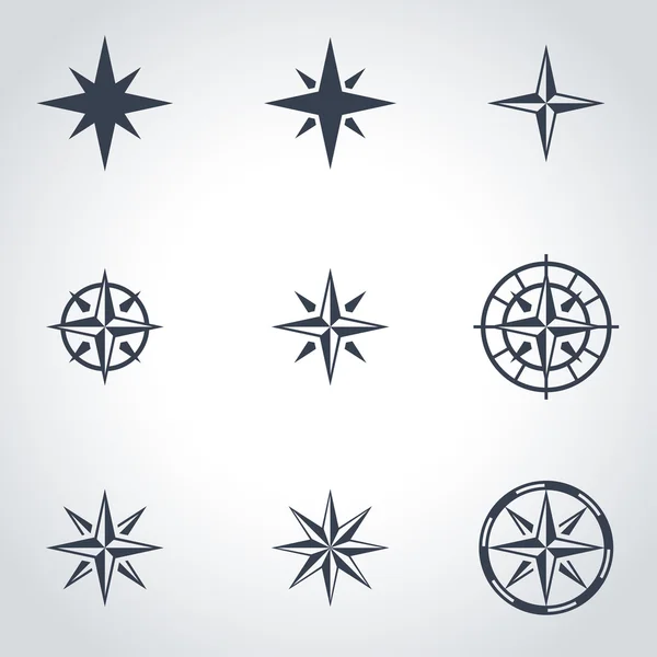Ensemble d'icônes vectorielles rose des vents noir — Image vectorielle