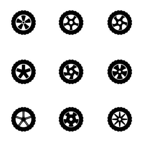Vector black wheel icon set — Stock Vector
