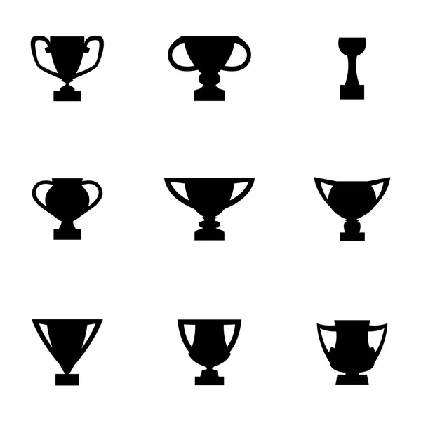 Ensemble d'icônes trophée noir vectoriel — Image vectorielle