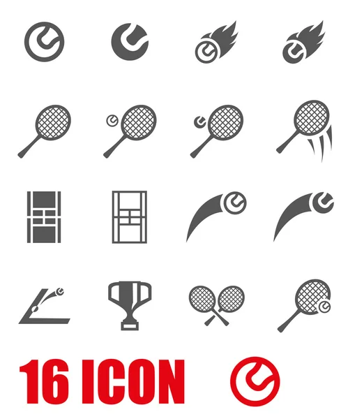 Vector grey tennis icon set — Stock Vector