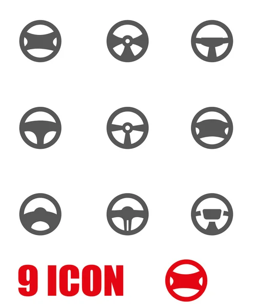 Vektor graue Lenkräder Icon Set — Stockvektor