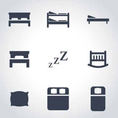Vektör siyah yatak Icon set