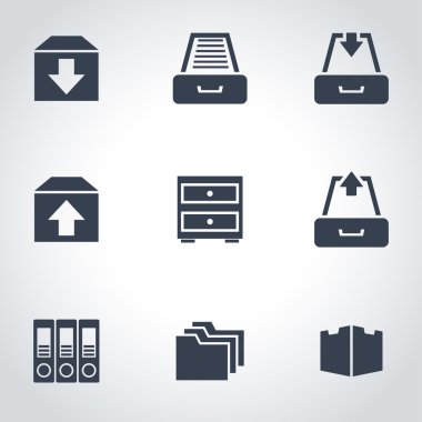 Vektör siyah Arşiv Icon set