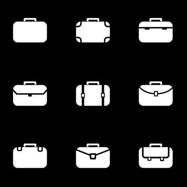 Vector white briefcase icon set