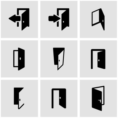Vector black door icon set