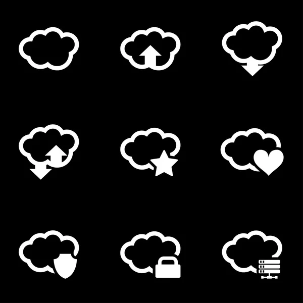 Vector nube blanca icono conjunto — Archivo Imágenes Vectoriales