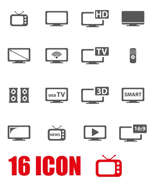 Vector gris tv icono conjunto — Archivo Imágenes Vectoriales