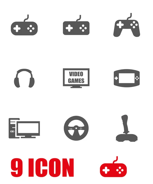 Vector grey video games icon set — Stok Vektör