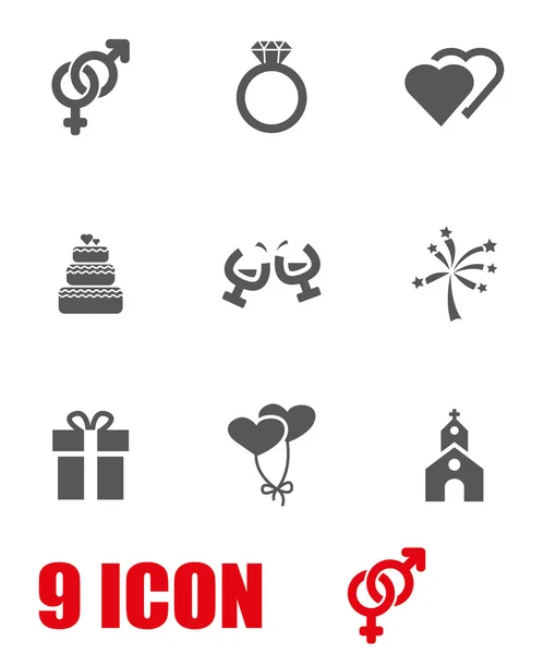 Ensemble d'icônes de mariage gris vectoriel — Image vectorielle