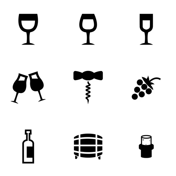Vektor schwarzer Wein Icon Set — Stockvektor