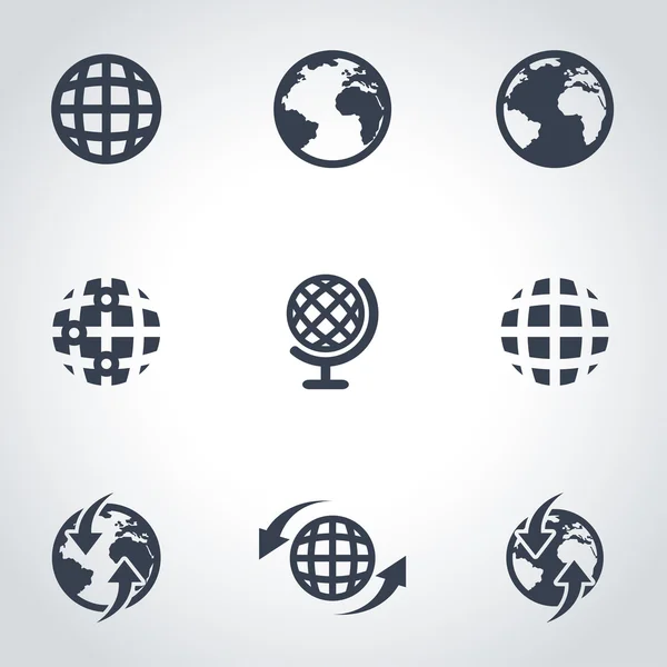 Vector black world map icon set — Stock Vector