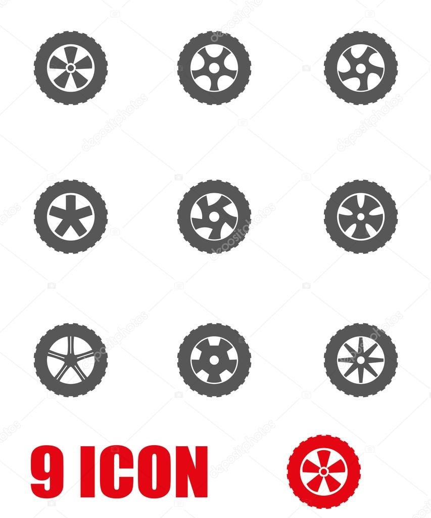 Vector grey wheel icon set