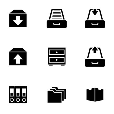 Vektör siyah Arşiv Icon set