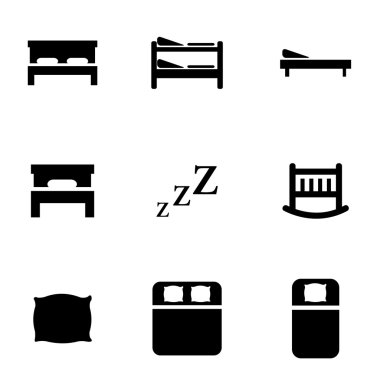 Vektör siyah yatak Icon set