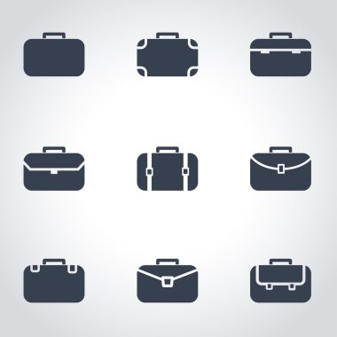Vektör siyah evrak çantası Icon set