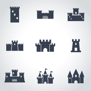 Vektör siyah kale Icon set