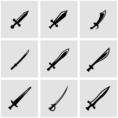Vektör siyah kılıç Icon set