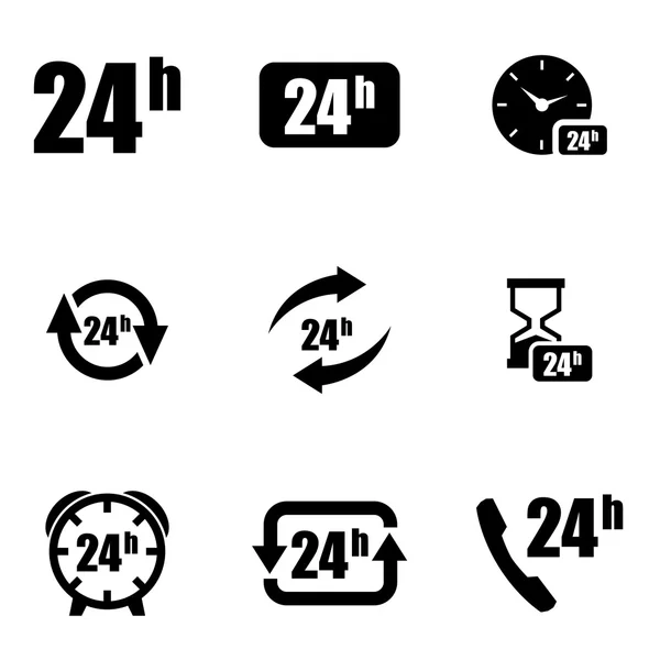 Set di icone vettoriali nere 24 ore — Vettoriale Stock