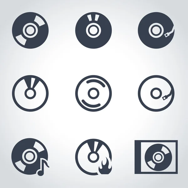 Conjunto de iconos de cd negro vector — Vector de stock