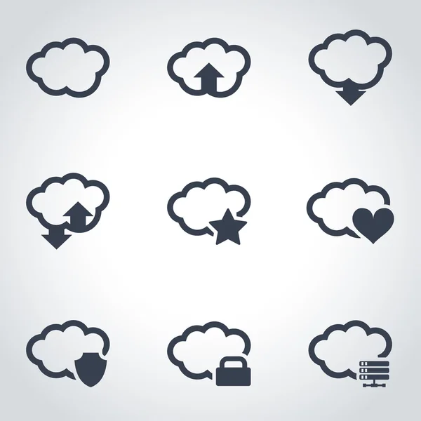 Conjunto de ícone de nuvem preta vetorial — Vetor de Stock