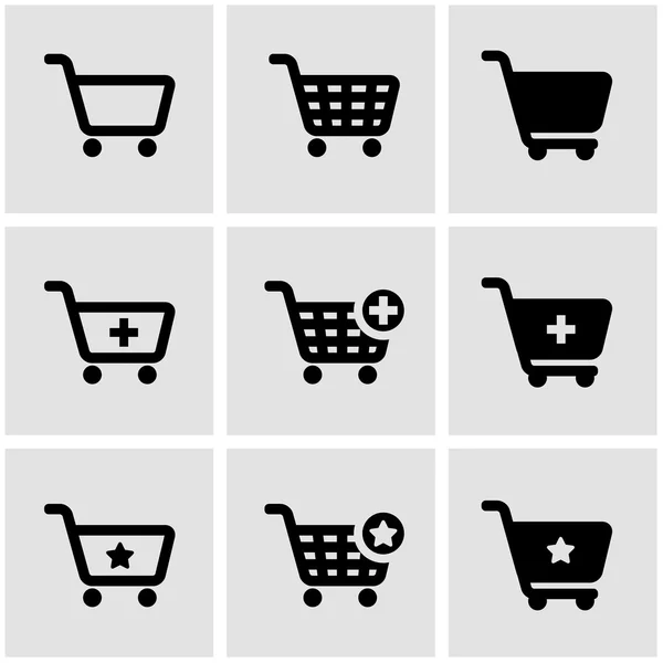 Vector black shopping cart icon set — Stock Vector