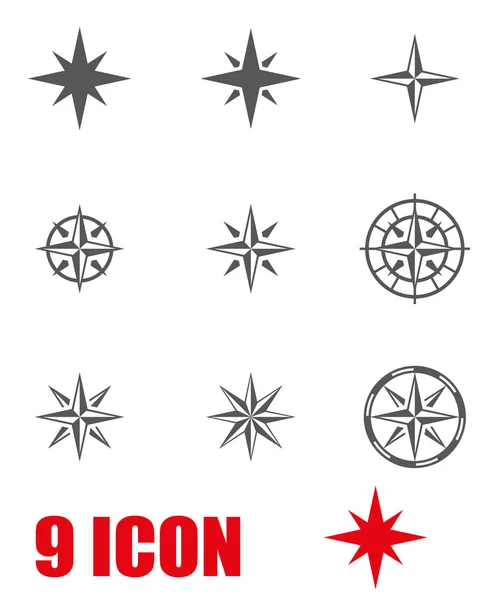 Vektor Graue Windrose Icon Set — Stockvektor