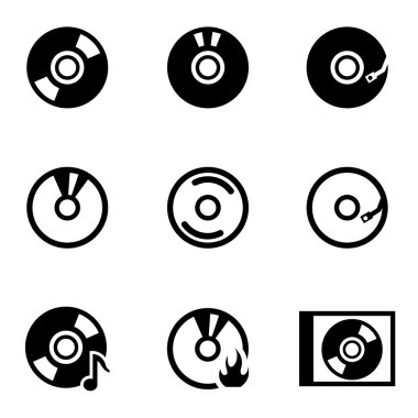 Vektör siyah cd Icon set