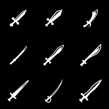 Vector white sword icon set