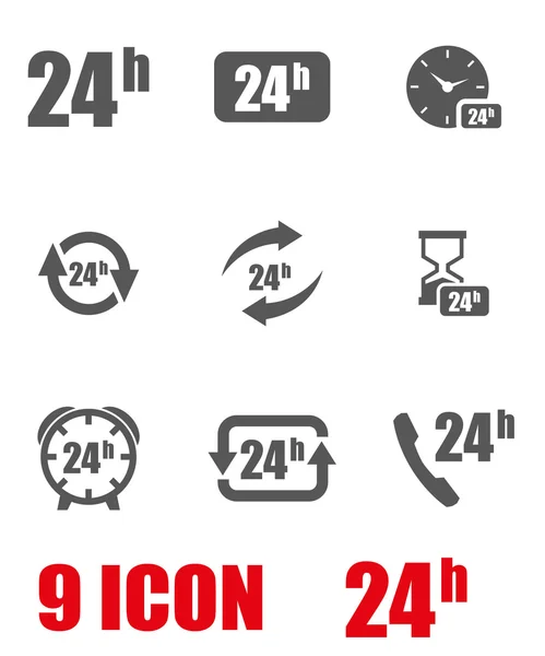 Vector grey 24 hours icon set — Stock Vector