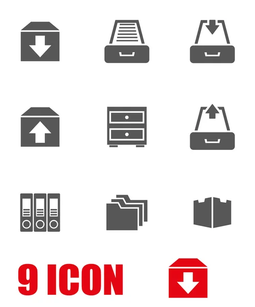 Vector grey archive icon set — Stock Vector