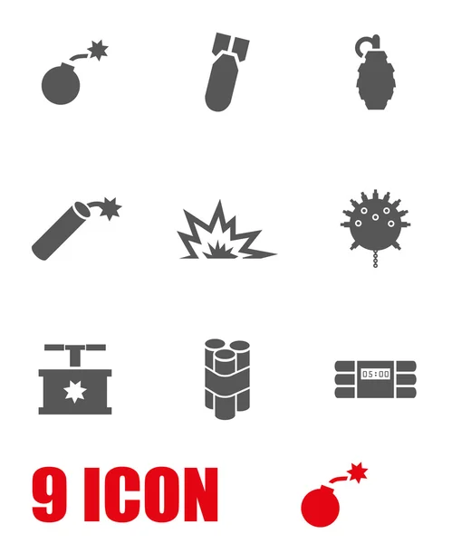 Conjunto de icono de bomba vectorial gris — Vector de stock