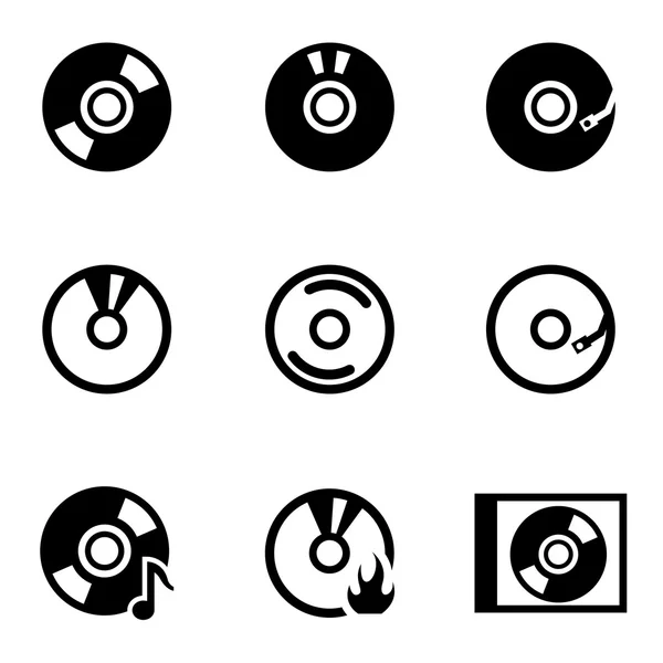 Conjunto de iconos de cd negro vector — Vector de stock