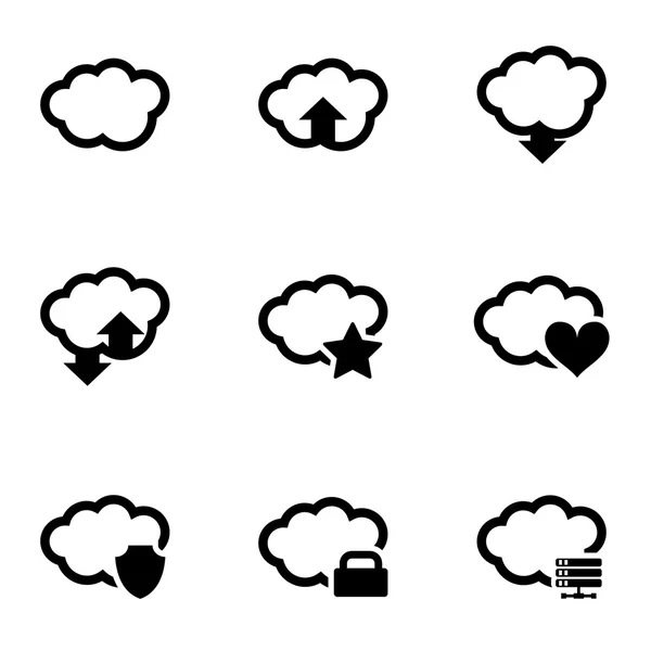 Vector black cloud icon set — Stock Vector