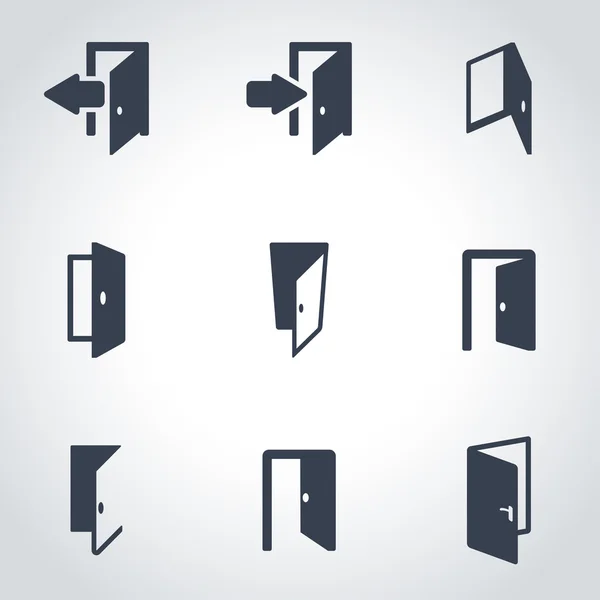 Ensemble d'icônes de porte noire vectorielle — Image vectorielle