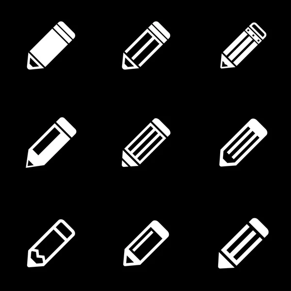Conjunto de iconos de lápiz blanco vectorial — Vector de stock