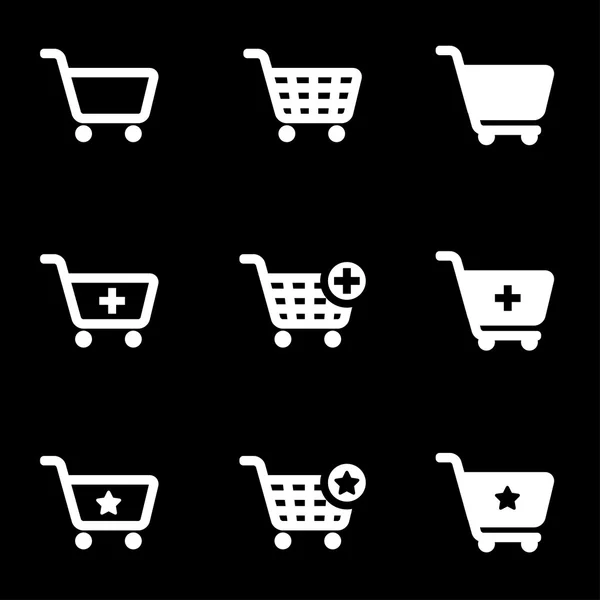 Vector white shopping cart icon set — Stock Vector