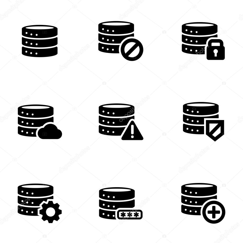 Vector black database icon set