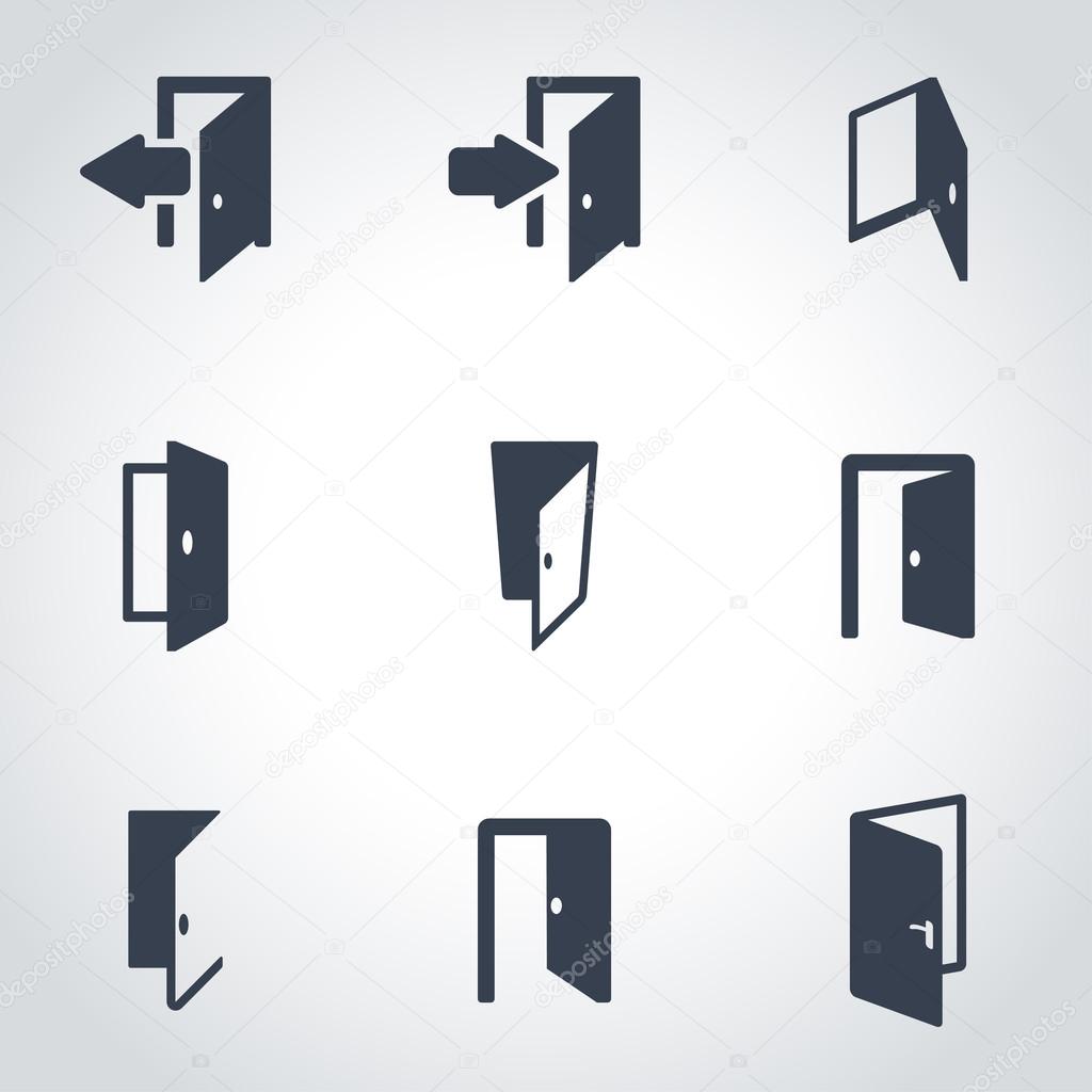 Vector black door icon set