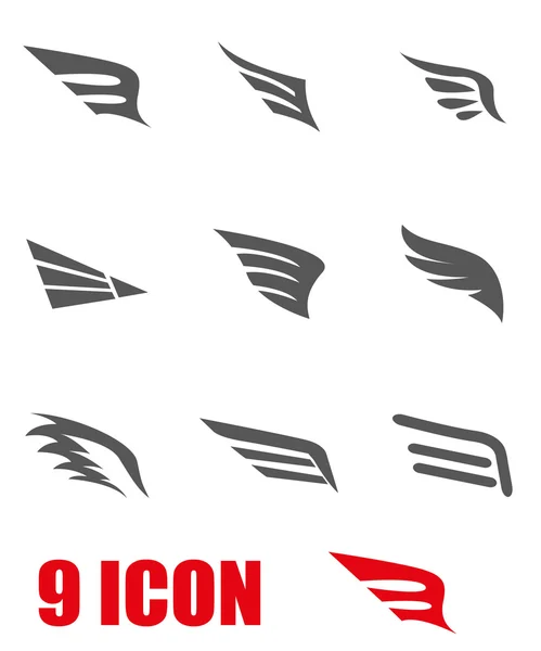 Vector grey wing icon set — Stock Vector