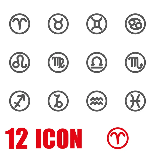 Vector grey zodiac symbols icon set — Stock vektor