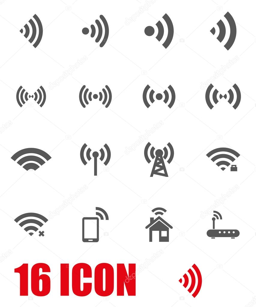 Vector grey wireless icon set