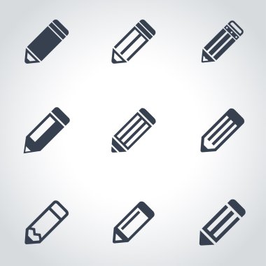Vektör siyah kalem Icon set