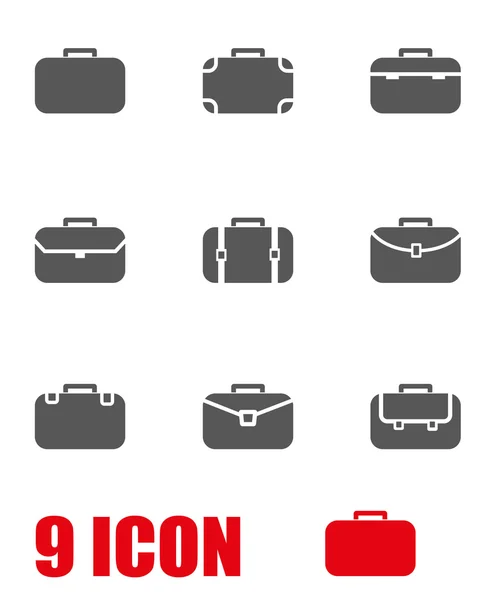 Vector grey briefcase icon set — Stock Vector