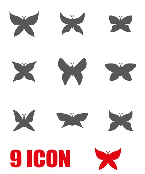 Ensemble d'icône papillon gris vectoriel — Image vectorielle