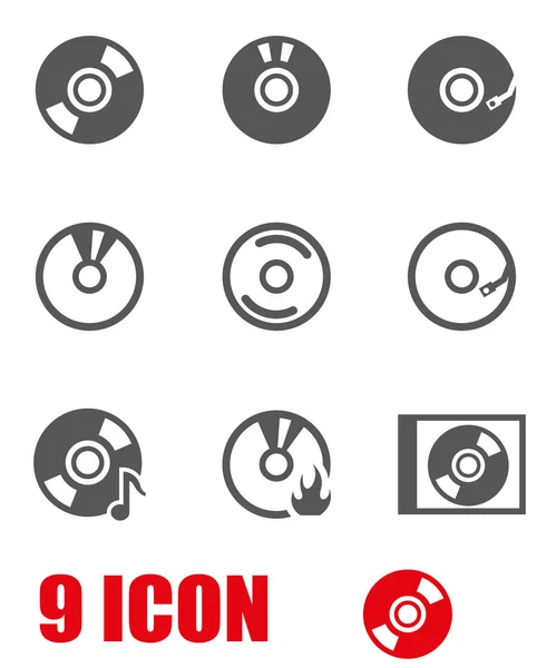 Conjunto de iconos de cd gris vector — Archivo Imágenes Vectoriales