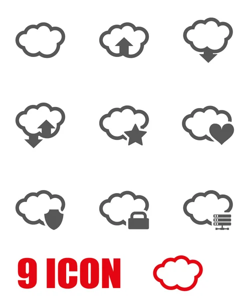 Vector grey cloud icon set — Stock Vector