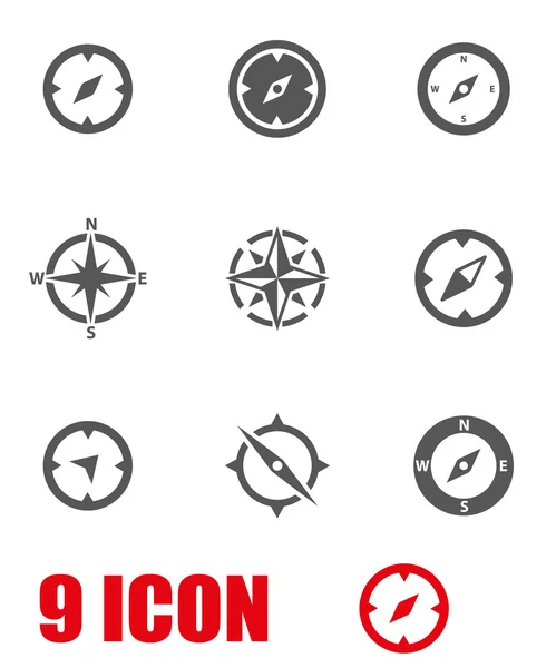 Vector grey compass icon set — Stock Vector